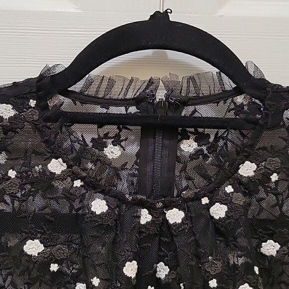 Pearl Lela Rose Embroidered Lace and Tulle Flounce Dress - Picture 5 of 16